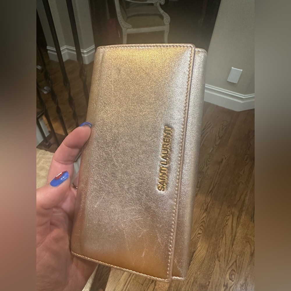 Saint Laurent Rose Gold Metallic Continental Wallet - Picture 14 of 14